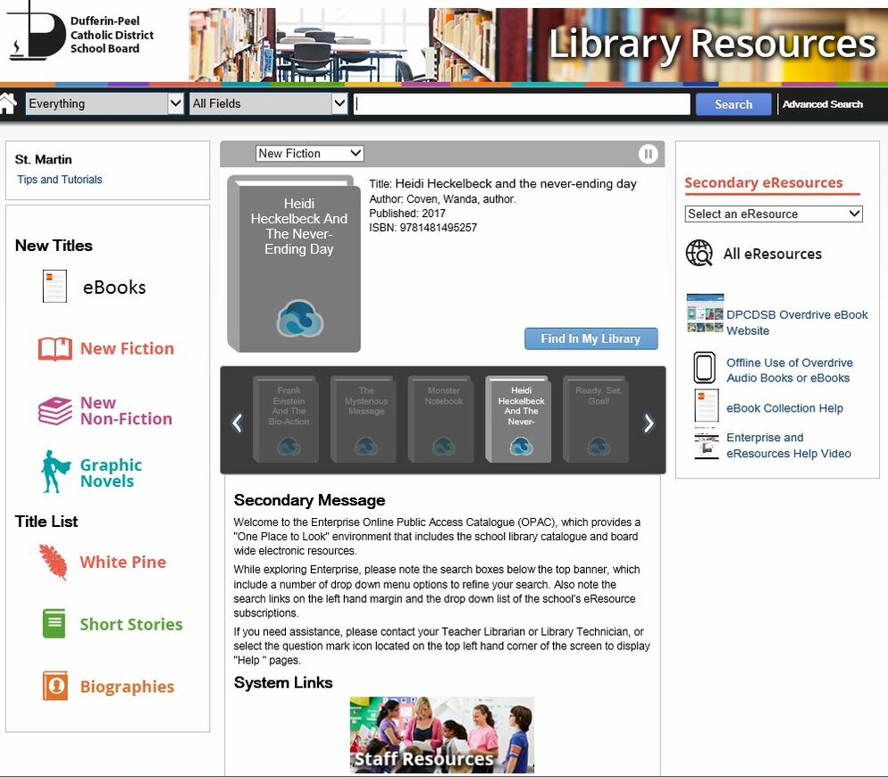 On-Line Public Access Catalogue homepage