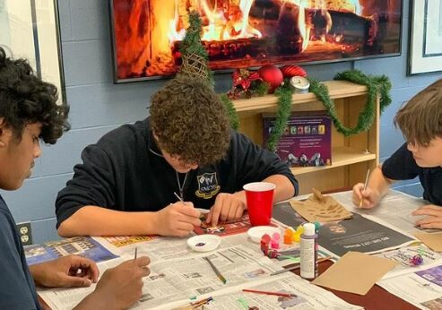 Picture of students working on crafts